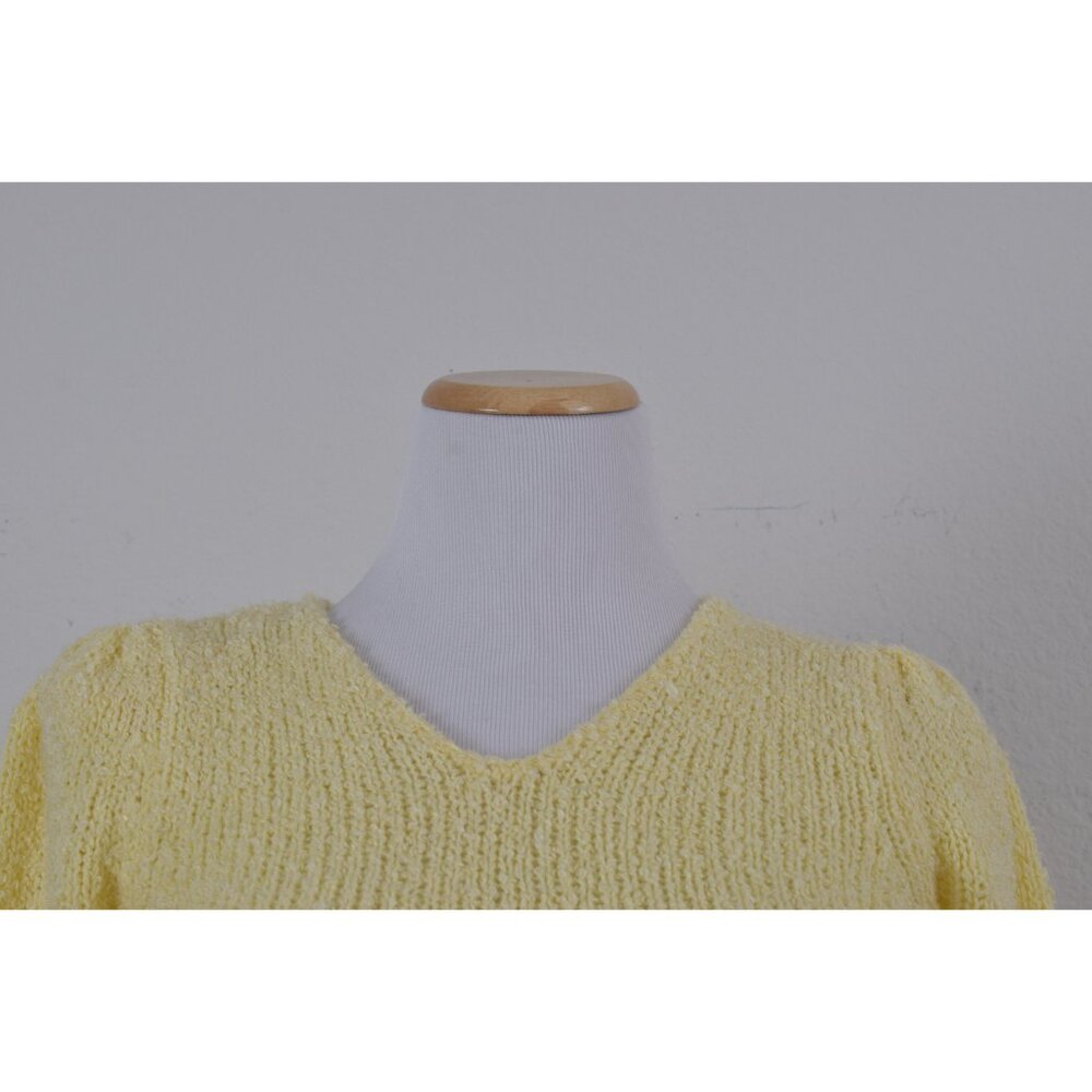 Vintage 80s Acrylic Yellow Knit Blouse size S - Picture 5 of 10
